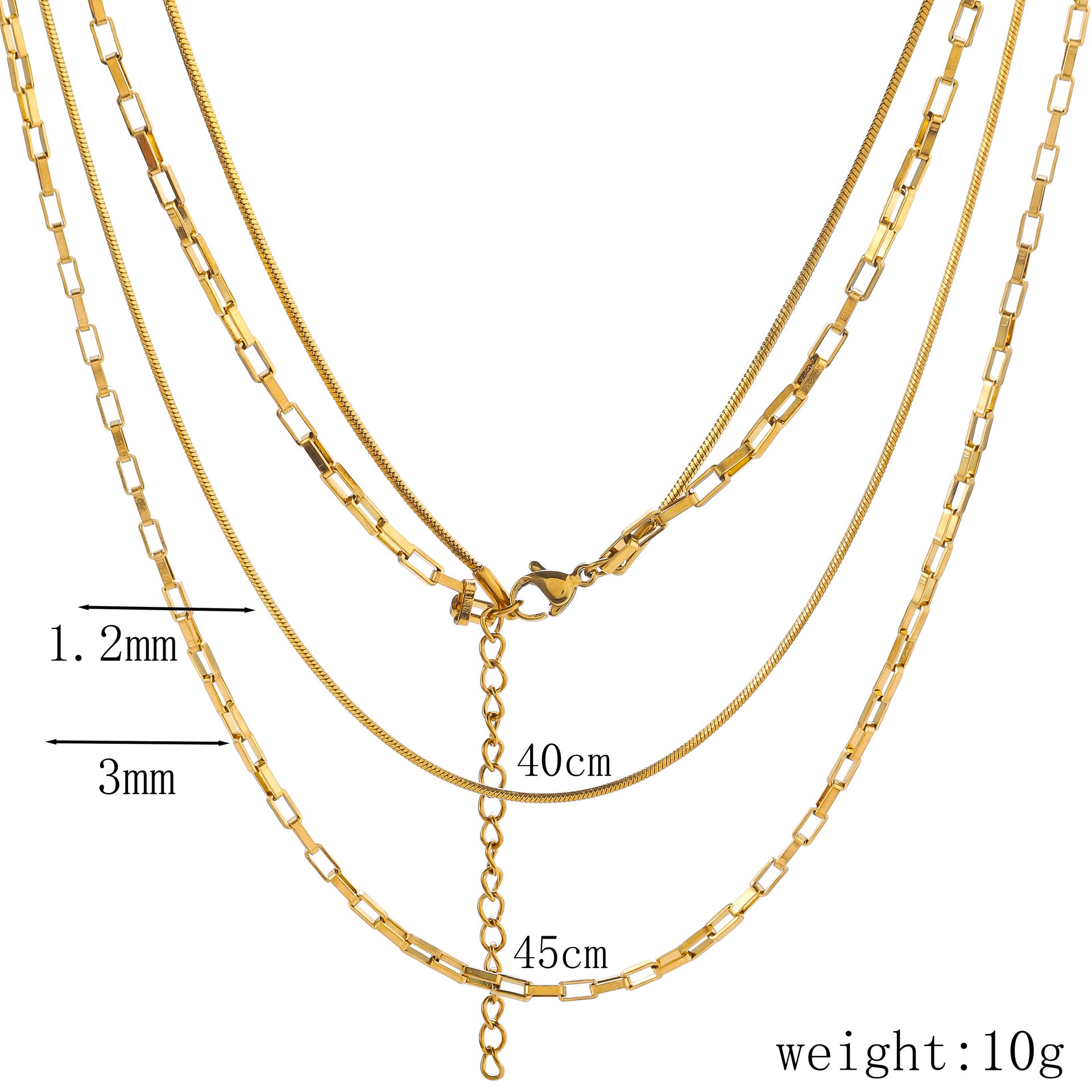 European and American cross-border stainless steel double necklace square snake chain long box chain women's niche design 18K titanium steel necklace