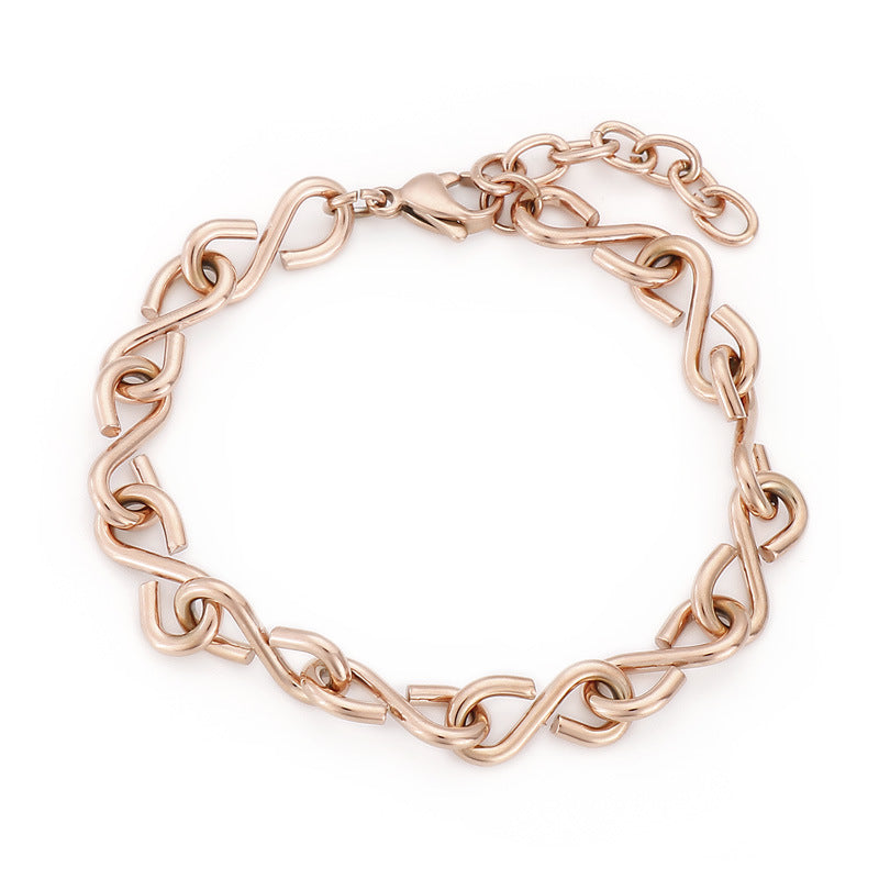ins high-end sense versatile 8-character stainless steel splicing infinite symbol bracelet titanium steel personalized bracelet jewelry wholesale
