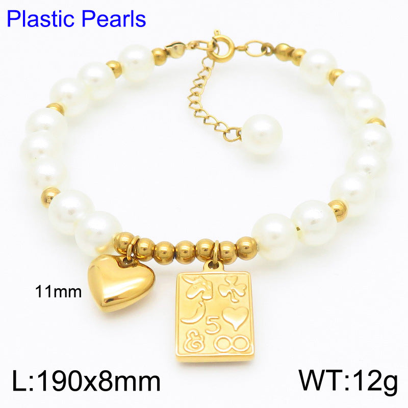Stainless Steel Heart & Lucky Tag Pendant Jewelry Set