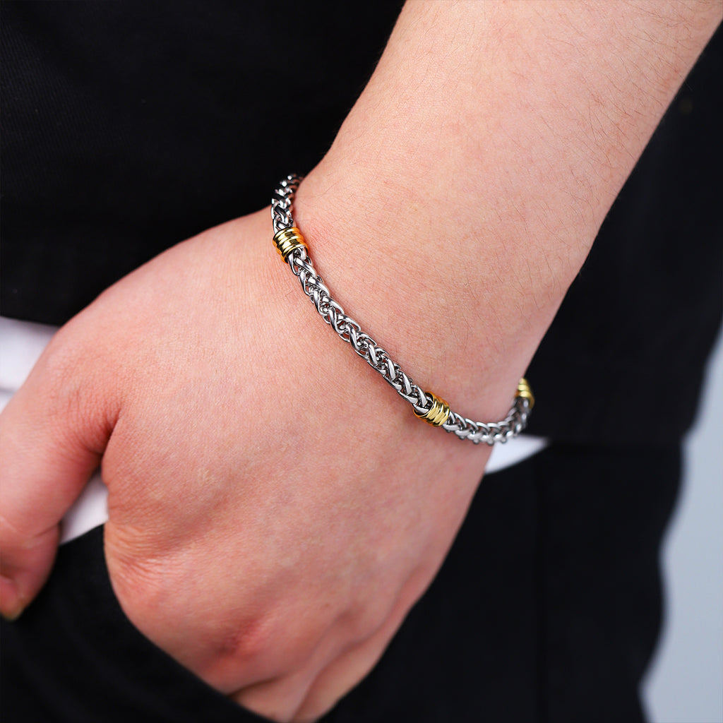 Cross-border stainless steel keel chain string gold bead bracelet, titanium steel long versatile necklace men's simple 5mm flower basket chain