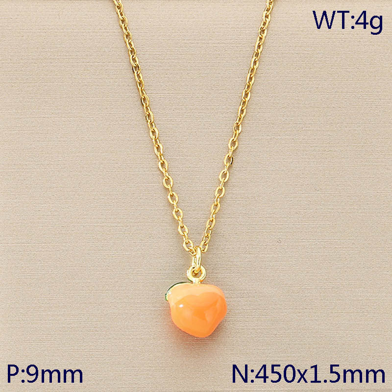 Mini Enamel Fruit Charm Gold Necklace