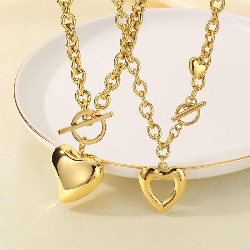 Heart Toggle Layered Chain Necklace