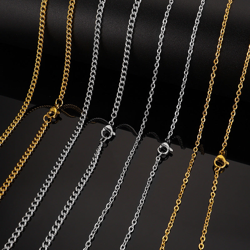 European and American cross-border popular simple retro stainless steel hammer cross chain side chain, pendant with chain wholesale