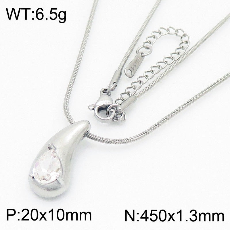 Stainless Steel Teardrop Pendant Necklace