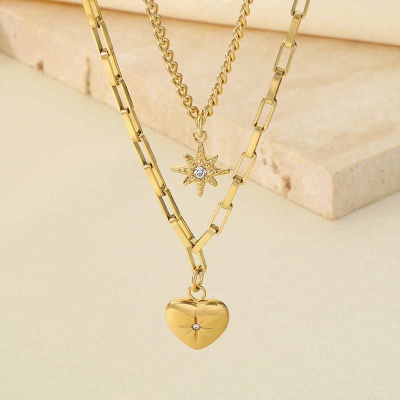 Multi-Chain Heart Pendant Necklace Collection