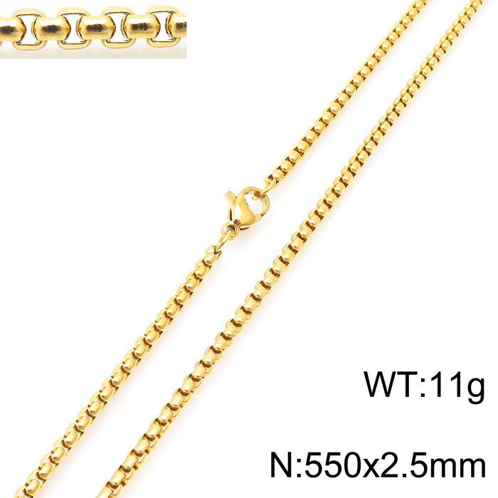Classic Stainless Steel Pearl Chain Necklace Unisex Multi-Size Necklace Jewelry Pendant with Chain Spot Wholesale