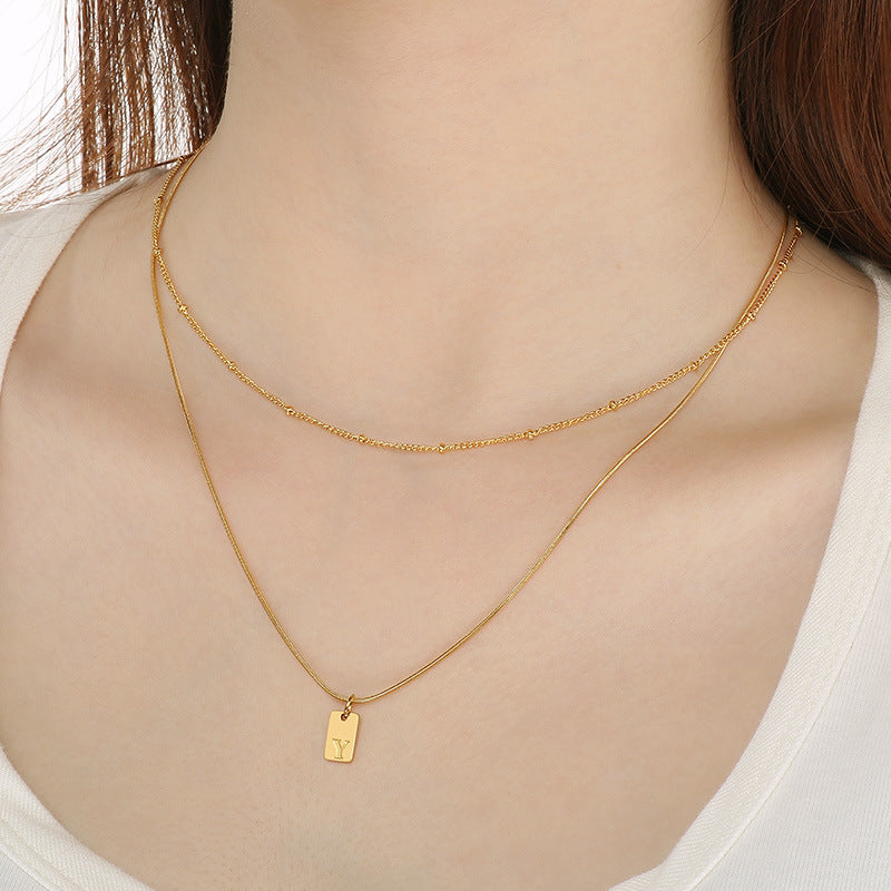 Gold Initial Tag Necklace