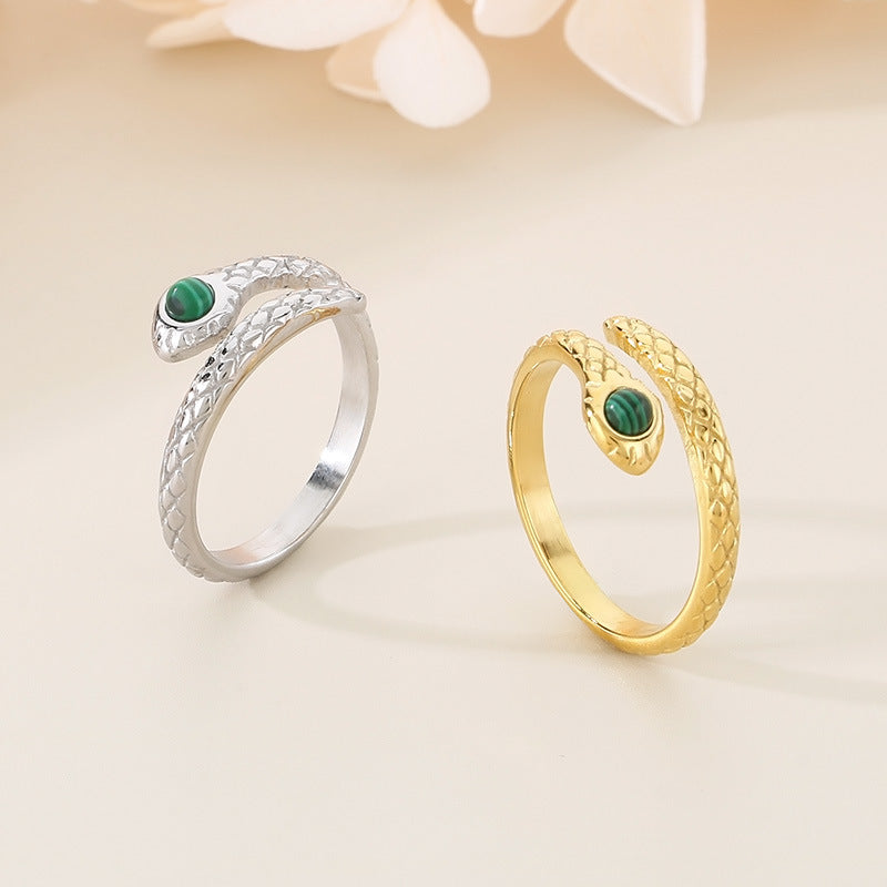 Malachite Snake Open Ring