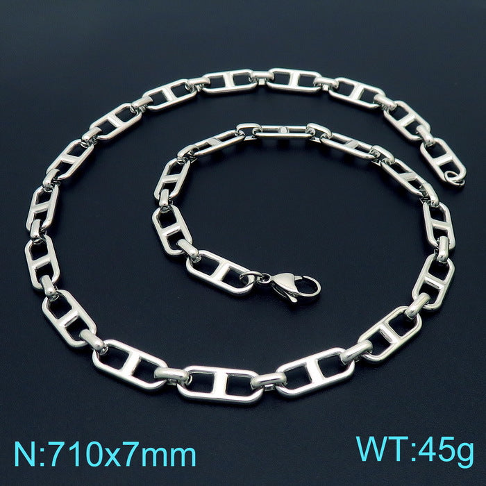 Cross-border trend stainless steel jewelry simple and versatile Japanese chain stainless steel bracelet necklace set jewelry jewelry