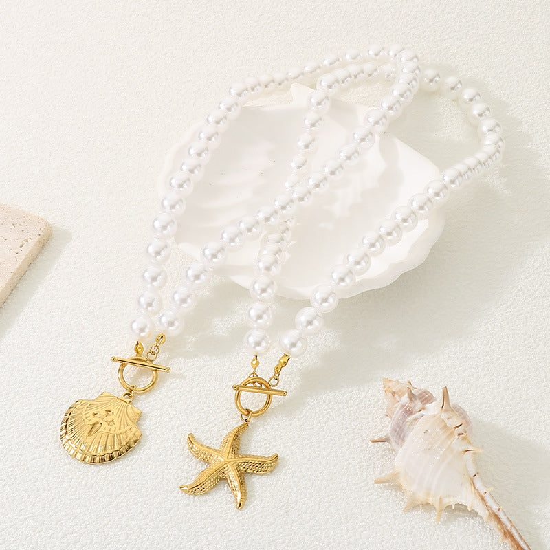 Stainless Steel Pearl Charm Necklace