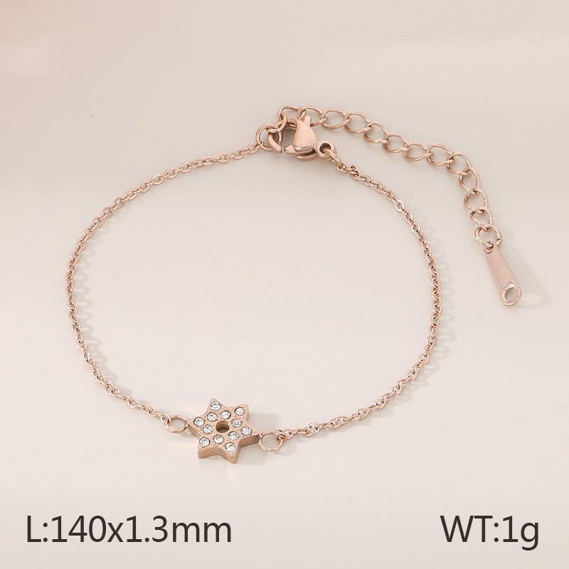 Korean version of fashion hexagram bracelet women's titanium steel palm point diamond lucky bracelet versatile small fresh bracelet women