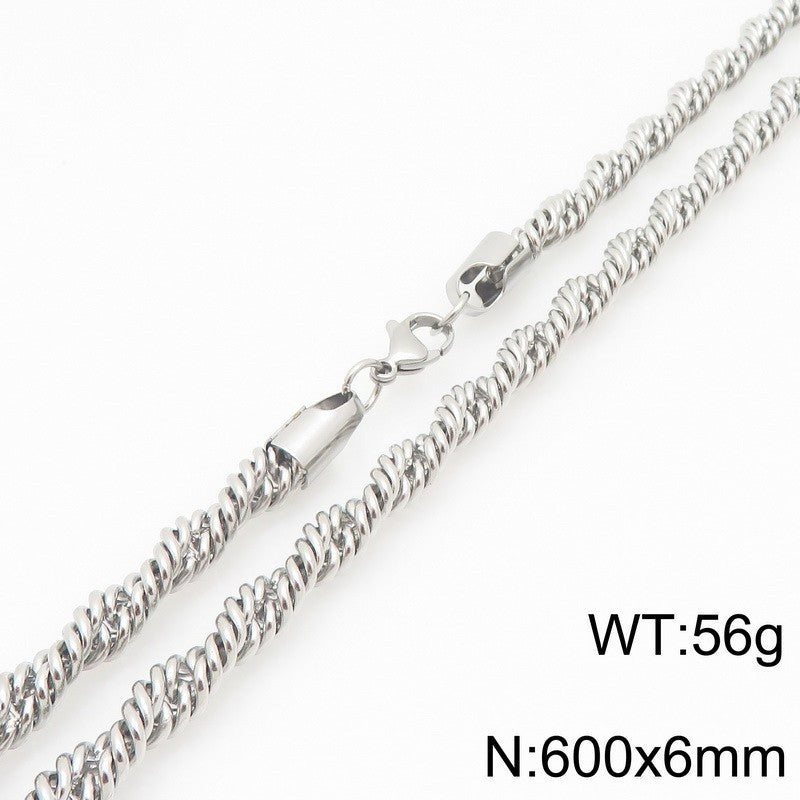 European and American foreign trade titanium steel chain necklace men and women ins Internet celebrities personality bare chain trend stainless steel twist chain plain chain
