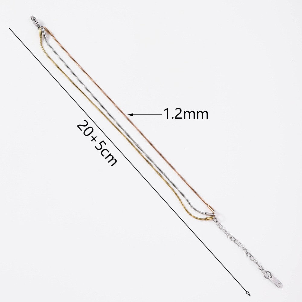 Stainless steel three-color round snake bracelet women's European and American hot-selling trend fashion furnace 18K vacuum electroplated titanium steel bracelet