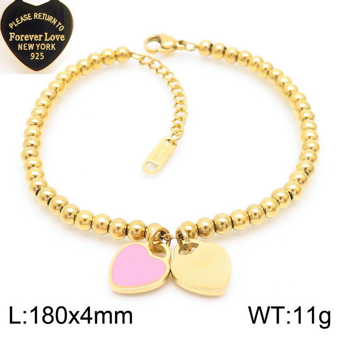Gold Heart Charm Jewelry Set with Green Enamel Pendant