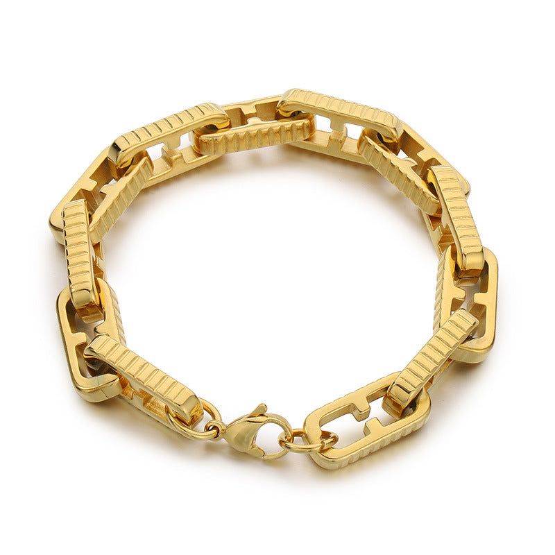 Fashion non-fading titanium steel stainless steel splicing Japanese character chain bracelet versatile trend titanium steel jewelry chain accessories