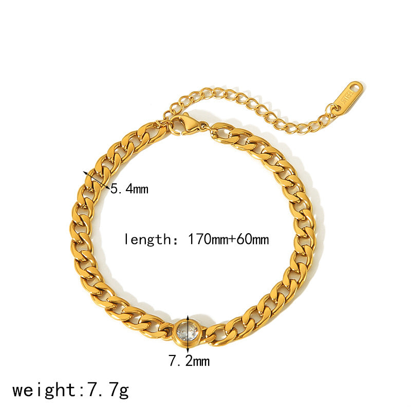 European and American cross-border stainless steel bracelet 18k gold Internet celebrity style women's senior sense does not fade exquisite bracelet wholesale