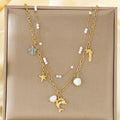 Ocean Charm Layered Gold Necklace