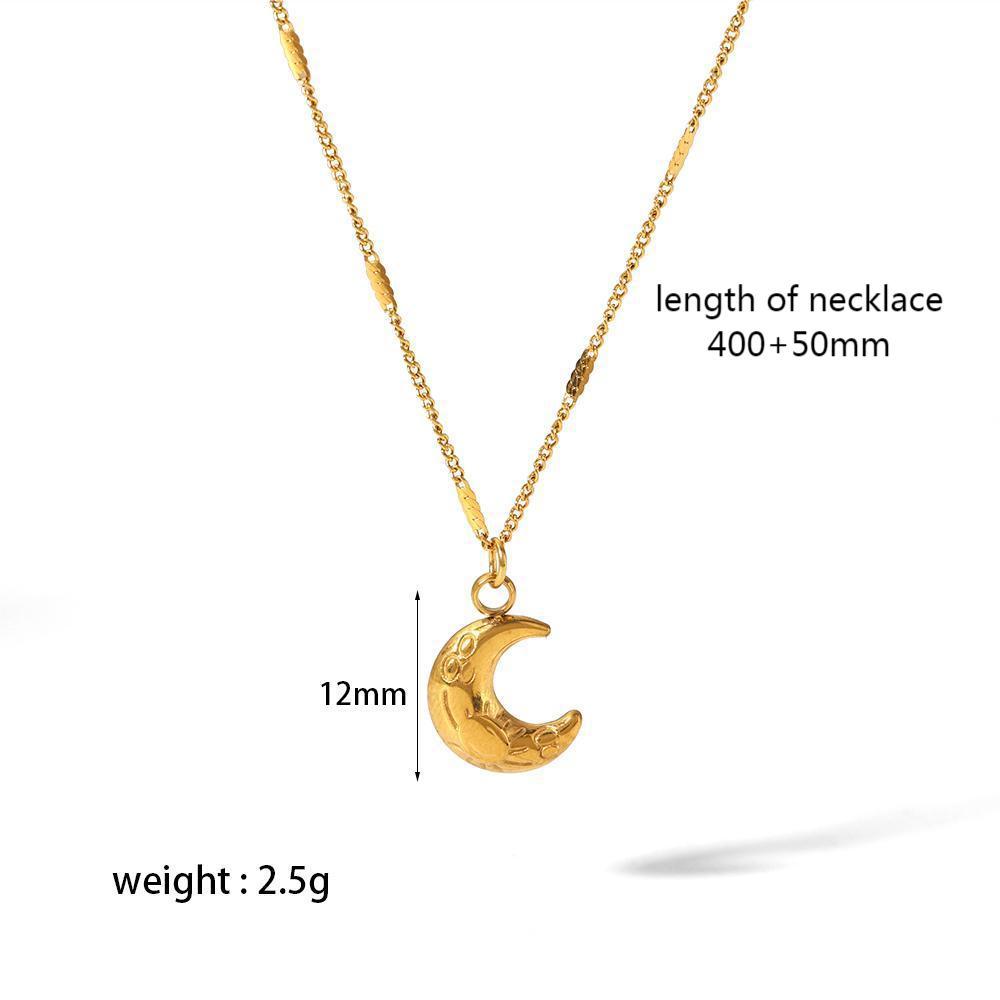 Cross-border hot-selling European and American INS style personalized moon key pendant 18K gold stainless steel fashion high-end necklace