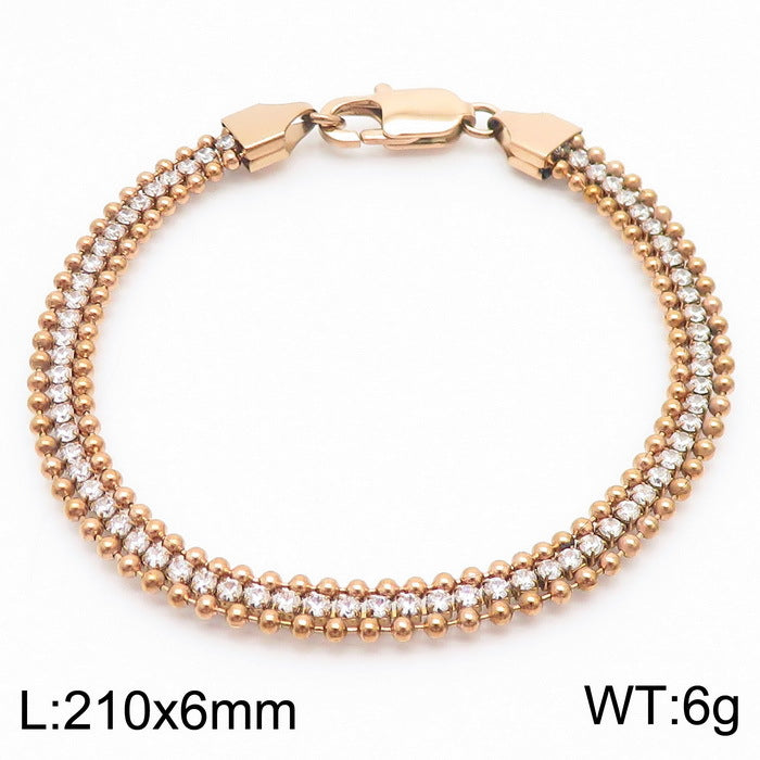 Gold Double-Row Crystal Necklace & Bracelet Set