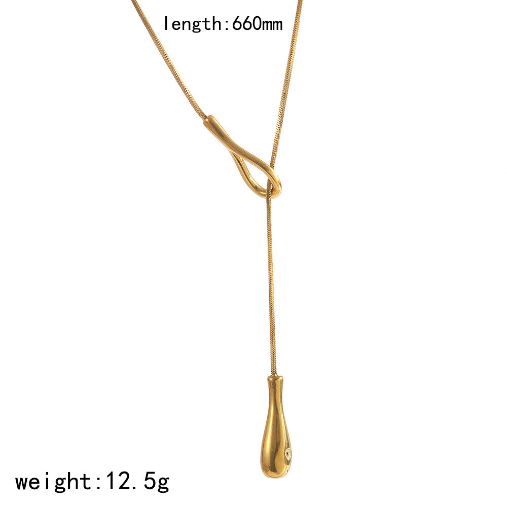 Cross-border European and American round snake blade chain necklace female personality versatile 18K gold-plated long sweater chain adjustable necklace