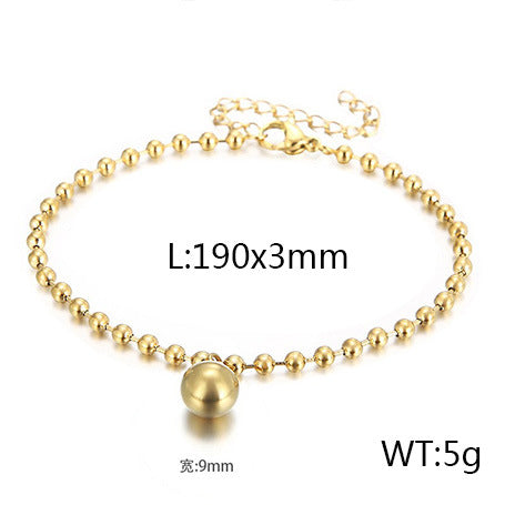 European and American fashion personalized stainless steel 18K gold-plated hollow ball gold bead necklace bracelet set, free jewelry