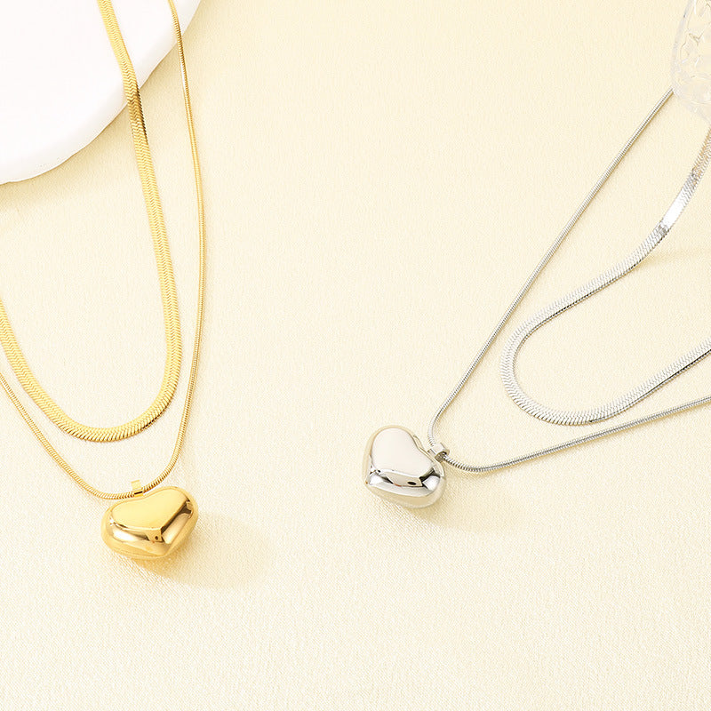 Minimal Heart Snake Chain Necklace