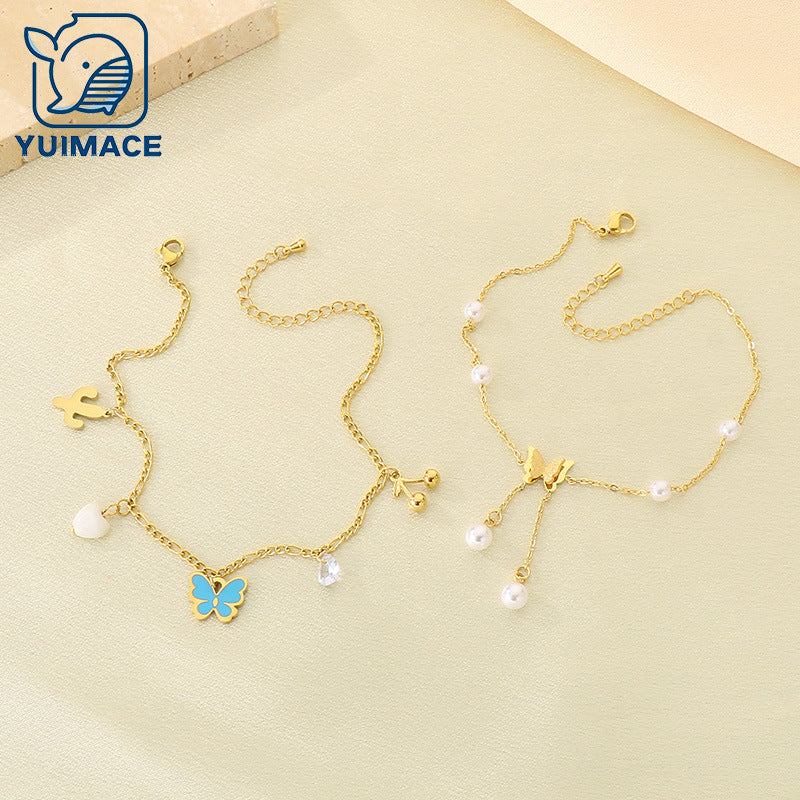 Summer Butterfly Stainless Steel Ankle Chain Premium Versatile Fashion Foot Chain 18k Gold Ankle Chain Ankle Chain Jewelry