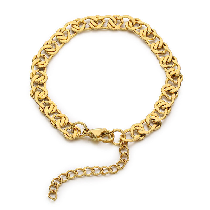 Fashion Hong Kong style necklace stainless steel cut-out NK chain bracelet splicing chain 18K gold men's and women's personality accessories accessories