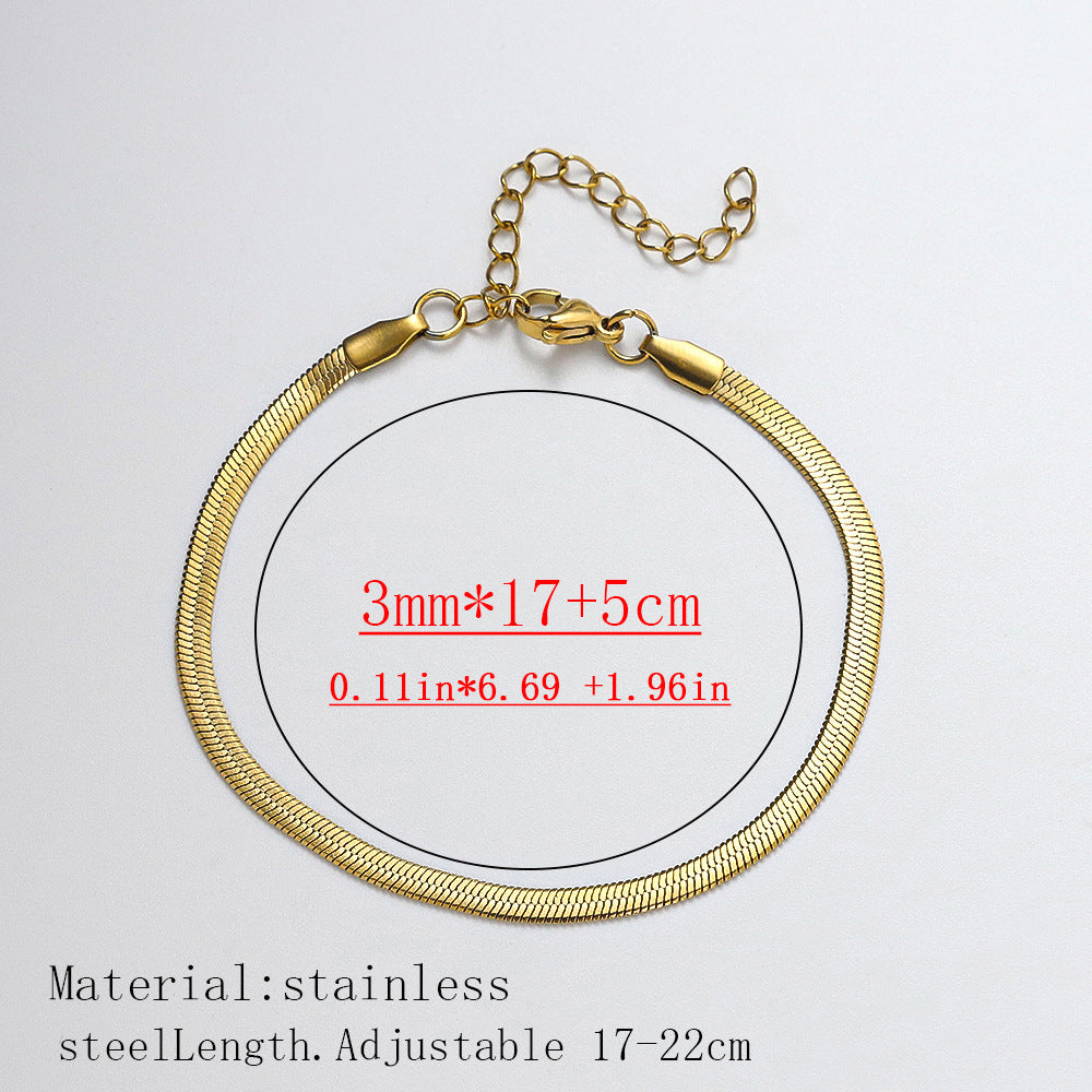 Cross-border women's fashion titanium steel bracelet European and American hot sale plated 18K real gold fashion versatile jewelry stainless steel bracelet