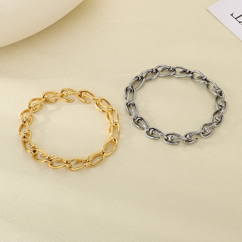 Simple cold wind versatile jewelry stainless steel splicing nail bracelet trend neutral wind personalized stainless steel jewelry