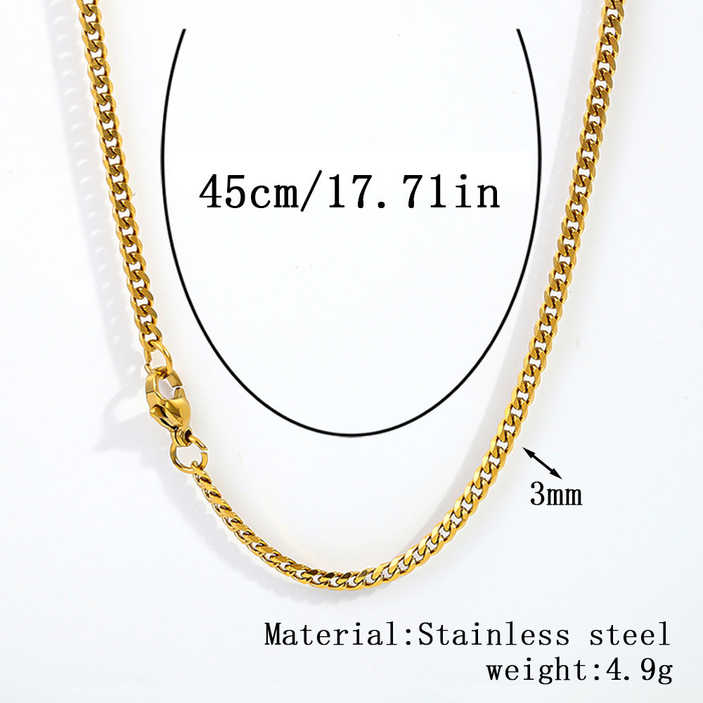 Cross-border stainless steel necklace, 18K real gold-plated snake bone chain fashion collarbone chain plain chain versatile women's titanium steel necklace