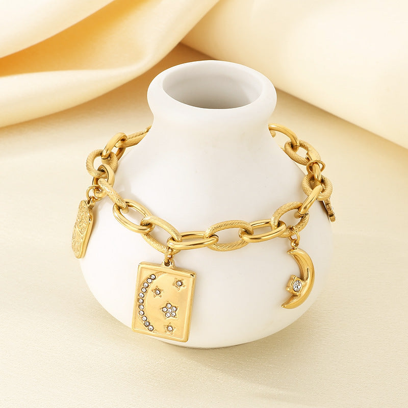 Gold Chunky Charm Chain Bracelet