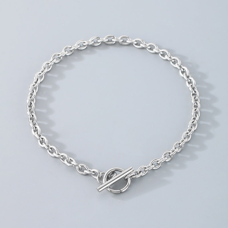 European and American fashion ins cold wind stainless steel OT buckle bracelet men and women trend couple simple O-chain necklace accessories