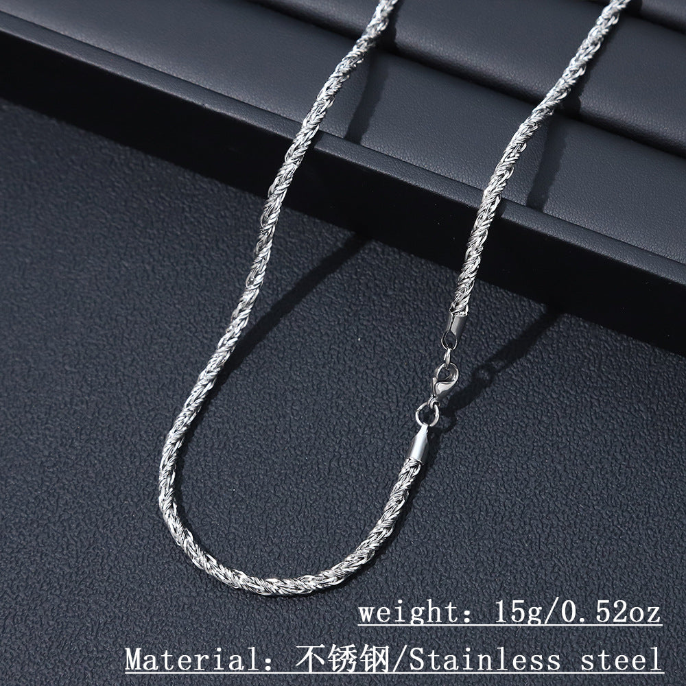 Cross-border hot sale stainless steel twist chain necklace men's hip hop trend sweater chain women's clavicle titanium steel necklace