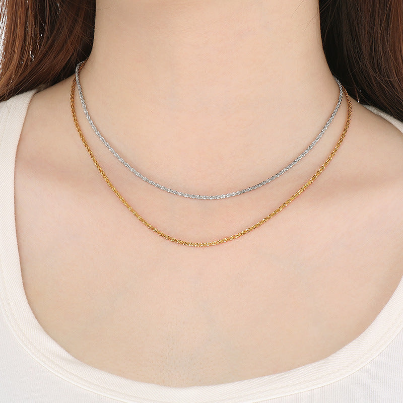Minimalist Gold & Silver Spring Chain Necklace