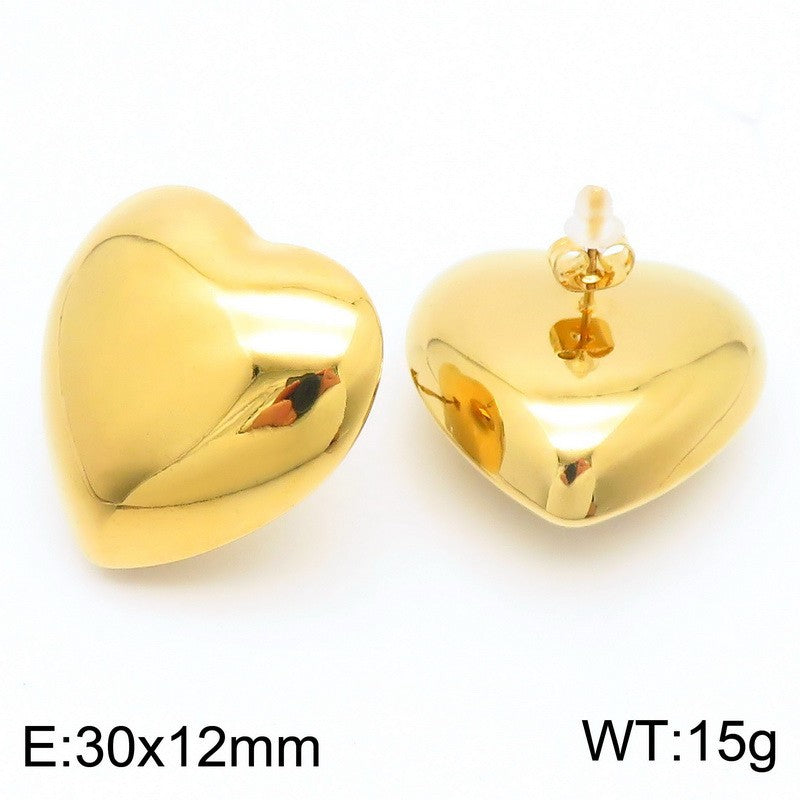 Chunky Heart Stud Earrings