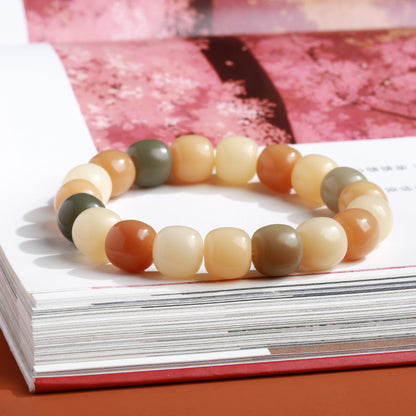 天然糖果色渐变白玉菩提桶珠手链串珠女文玩佛珠手饰手串