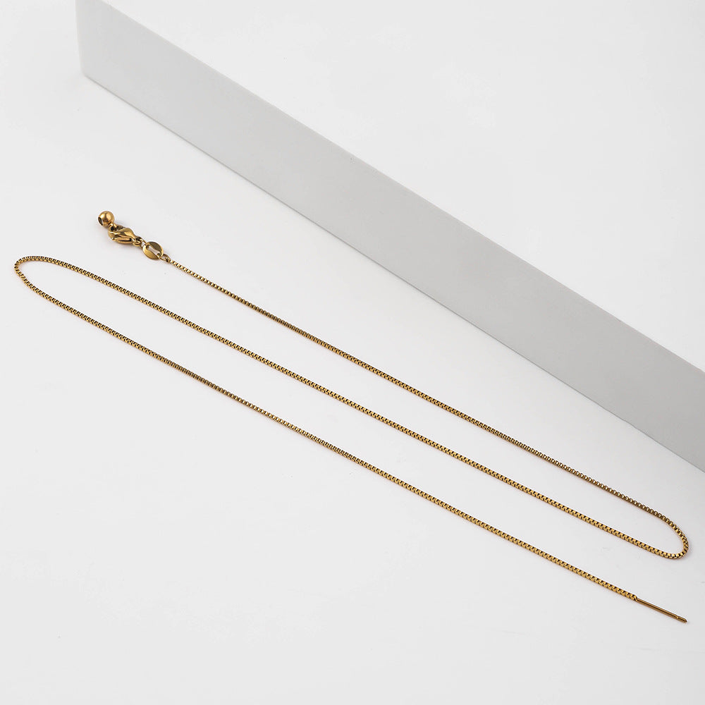 DIY jewelry chain, vacuum color-preserving gold-plated needle box chain, piercing bead chain, adjustable chain universal chain