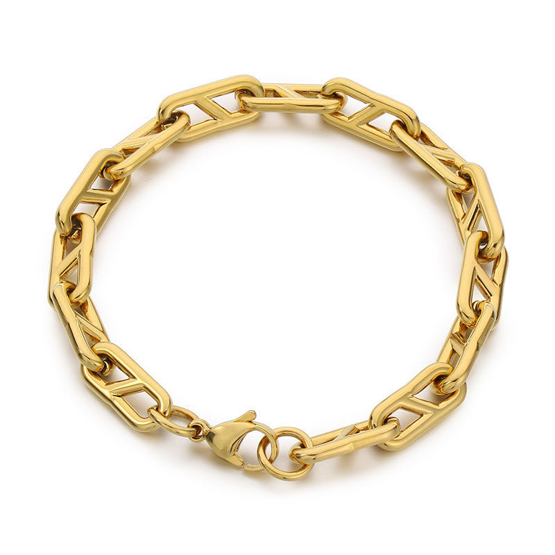 Korean version ins simple stainless steel Japanese chain bracelet trend titanium steel chain 8-shaped jewelry bracelet wholesale