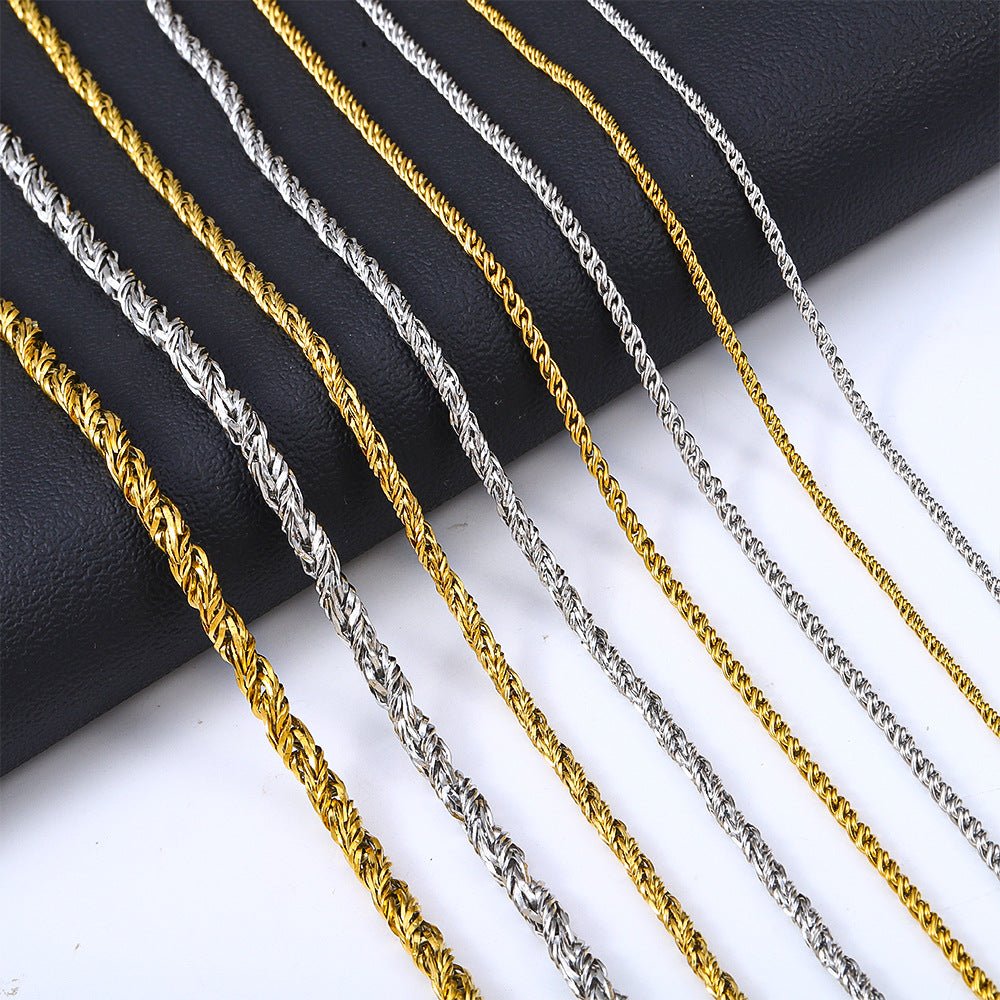 Cross-border hot sale stainless steel twist chain necklace men's hip hop trend sweater chain women's clavicle titanium steel necklace