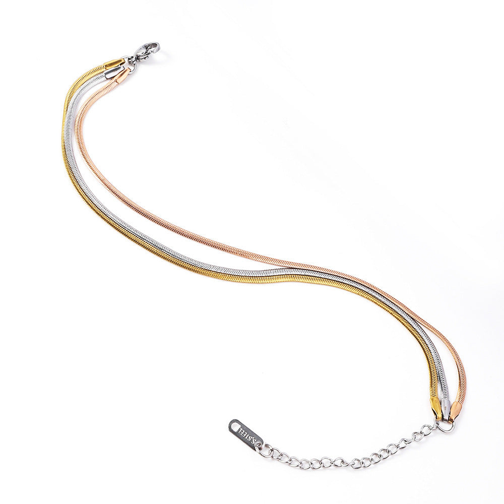 Stainless Steel Snake Bone Chain Bracelet Women's European and American Trend Fashion Furnace 18K Vacuum Electroplating Titanium Steel Push Bracelet