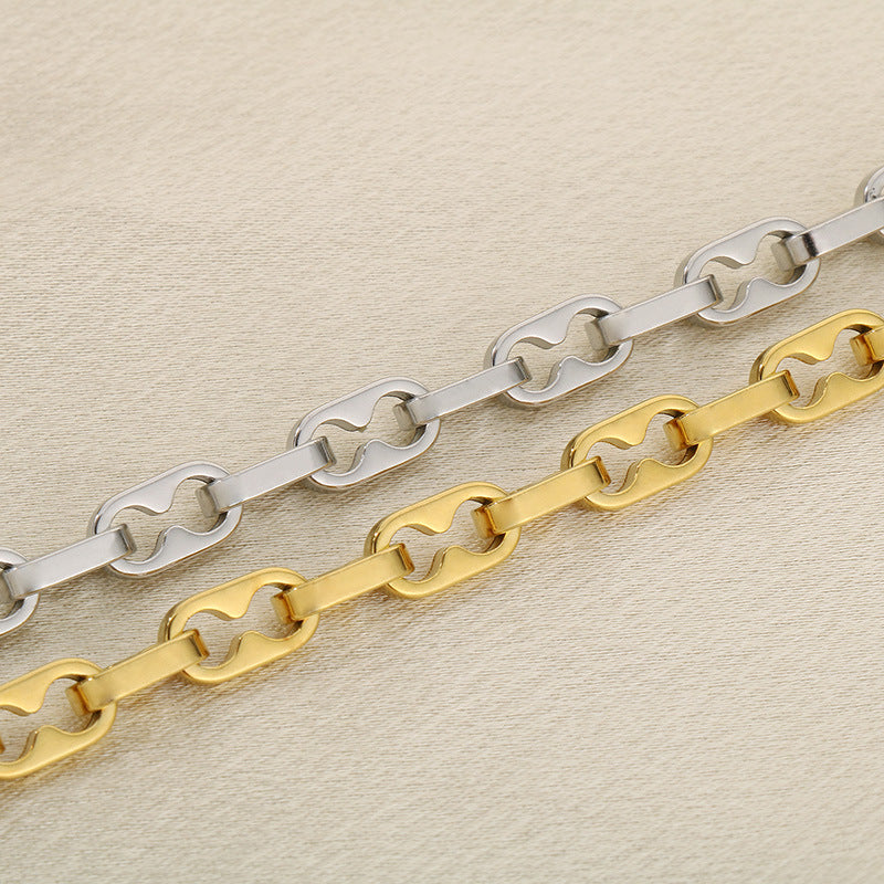 ins wind stainless steel interlocking pig nose bracelet trend titanium steel neutral summer 18K gold jewelry bracelet