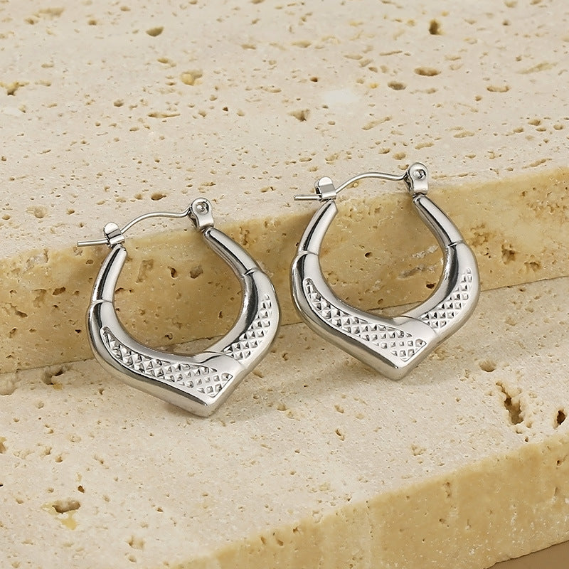 Textured V-Shaped Hoop Earrings