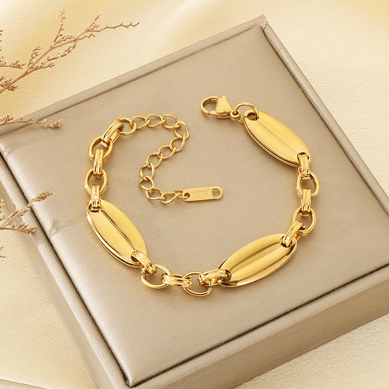 ins style high-end sense versatile 18K gold stainless steel star moon tulip chain versatile high-end sense bracelet for women