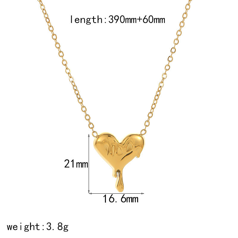Stainless Steel Drip Heart Necklace & Stud Earrings Set