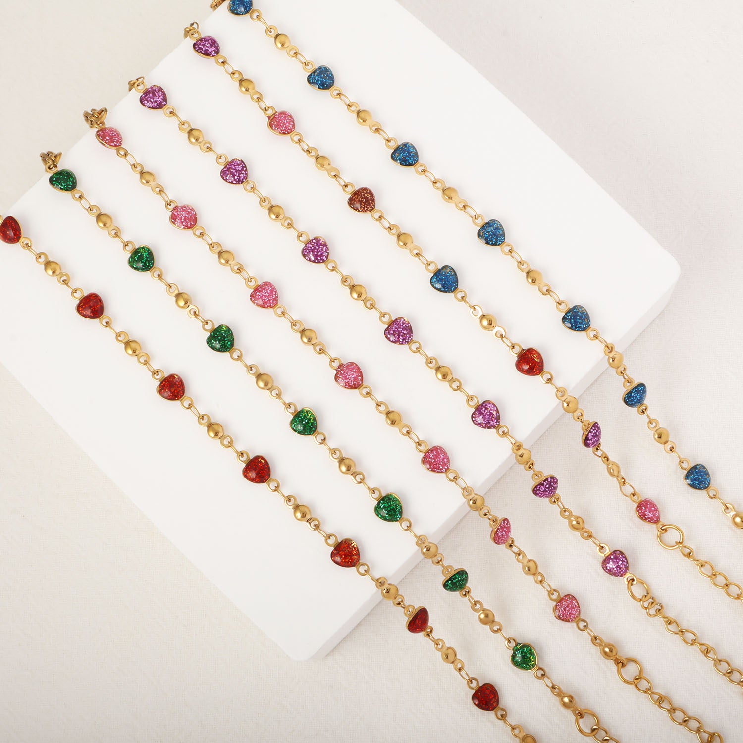 Cross-border new stainless steel handmade love bracelet jewelry, dopamine fashion personalized women's Christmas accessories wholesale