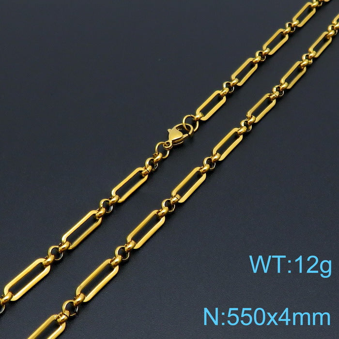 Elongated Rectangle Link Chain Necklace
