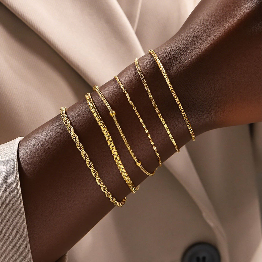 Women's fashion titanium steel bracelet, European and American cross-border hot-selling jewelry fashion versatile plated 18K real gold stainless steel bracelet