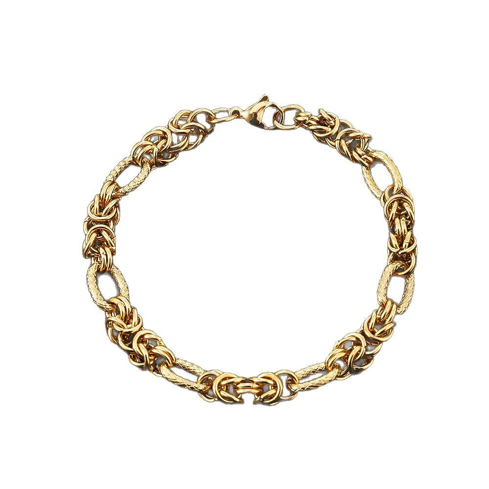 Cross-border stainless steel men's bracelet domineering personality non-fading women's jewelry, electroplated 18k real gold titanium steel bracelet