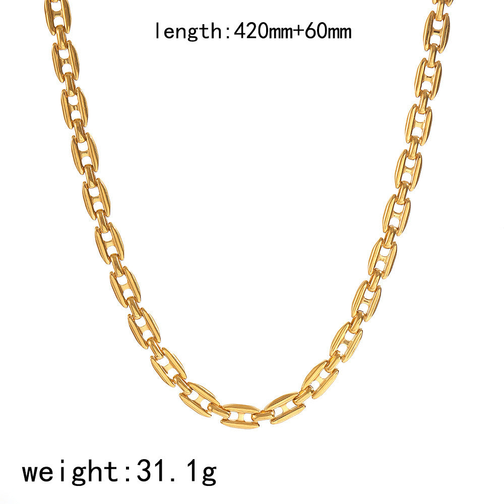 Cross-border 18k gold-plated stainless steel necklace bracelet set jewelry DIY multi-ring chain jewelry accessories do not fade